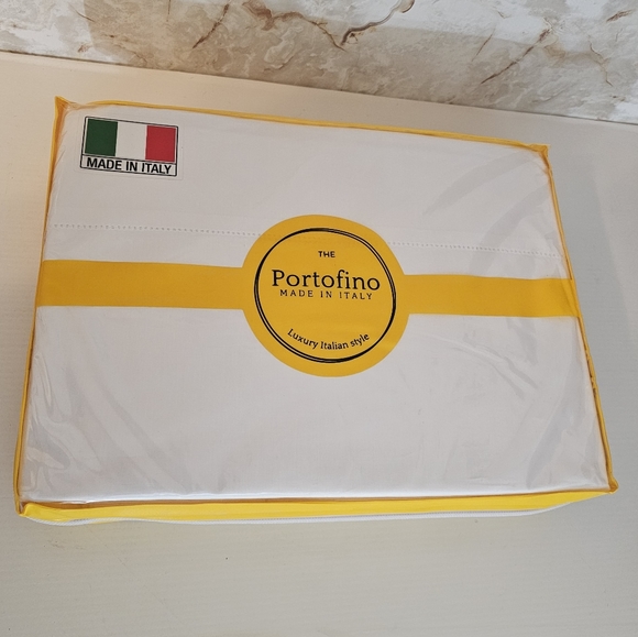Portofino Luxury Italian King Sheet Set White Cotton - Picture 4 of 12